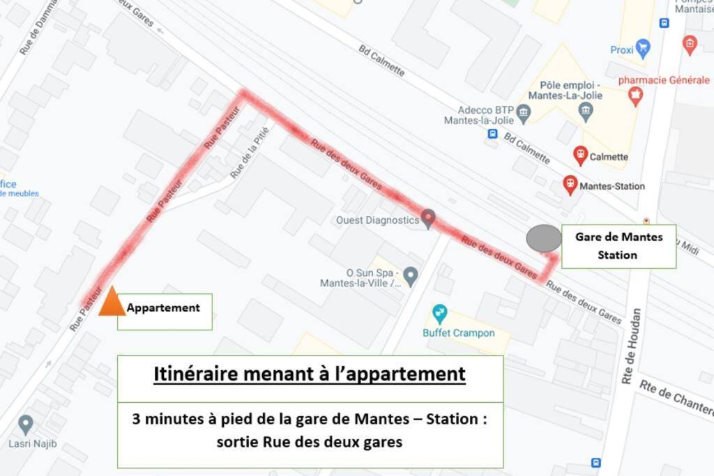 Appartement F2 De Haut Standing En Hypercentre Avec Jardin Prive A 270 M De La Gare De Mantes ! ภายนอก รูปภาพ